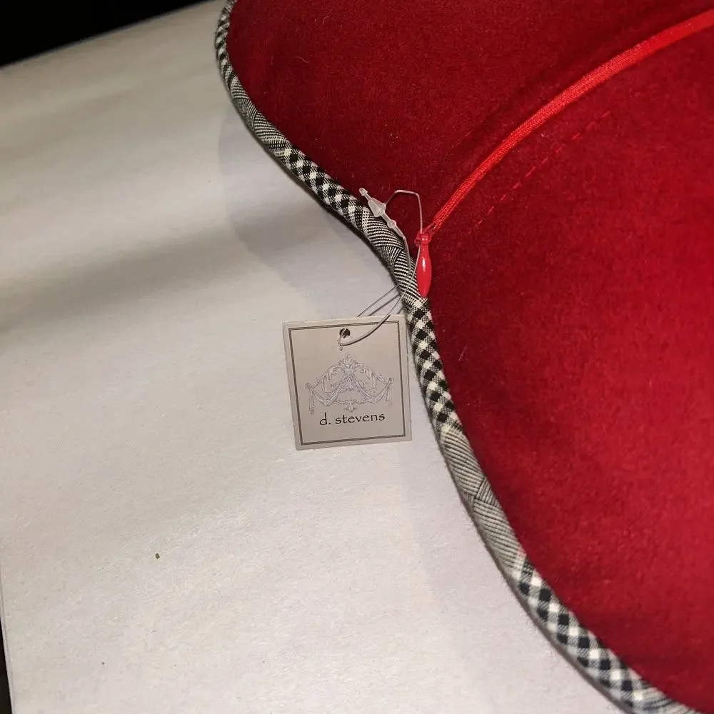 Dog Bone Shaped Pillow Red Houndstooth Trim NWT Novelty D Stevens Brand